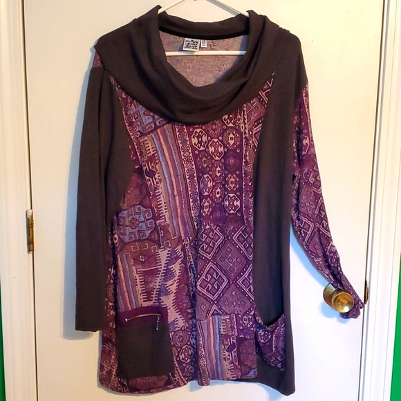 Parsley & Sage Tops Parsley And Sage Womens X Purple Patchwork Design Boho Style Longer